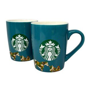 Starbucks Camo Dog Teal Logo Mug 10 Oz 2020 Set of 2 Collie Lab Lovers